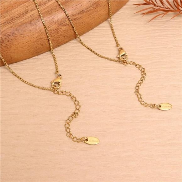 Chunky Elliptical Pendant Necklace Set – Adjustable Stainless Steel Chain - Picture 6 of 6